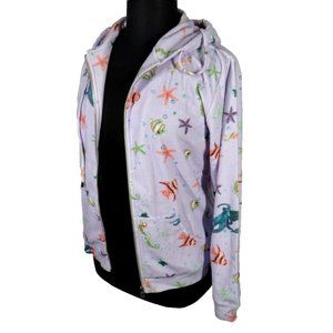 Hill House The Allie Zip-Up Hoodie Lilac Sea Creatures Women's Size Medium